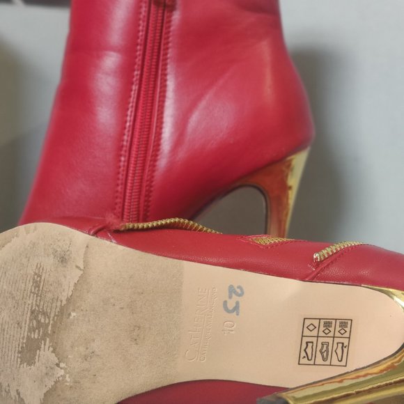 Red and gold ankle boots - Picture 3 of 4